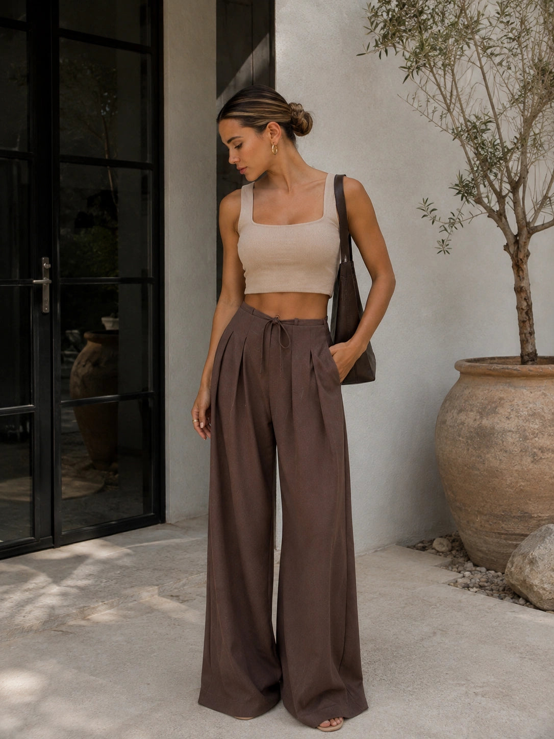 Pantalón Alba – Pantalón Wide Leg de Tiro Alto