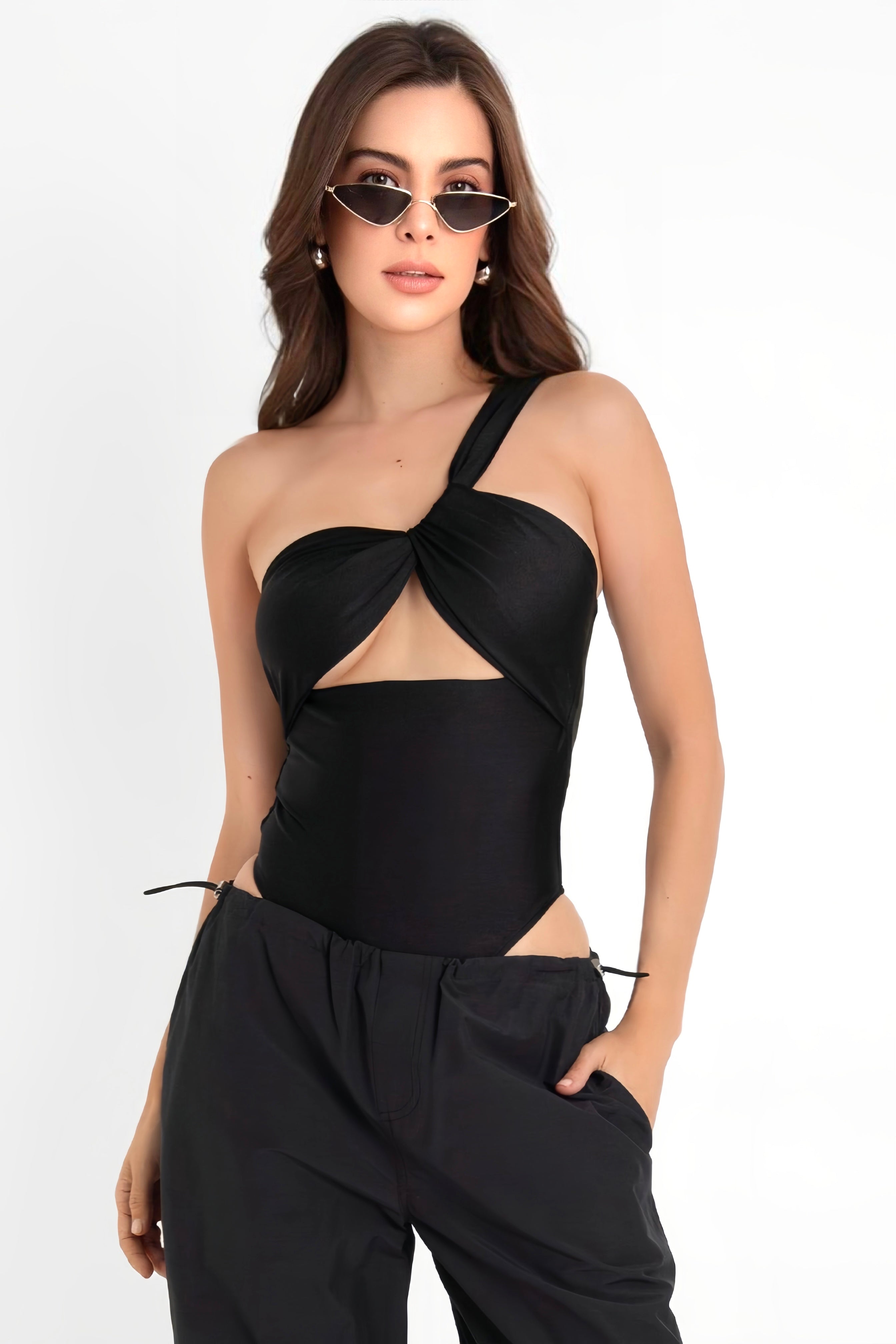 Body Aera Escote Recogido Un Tirante