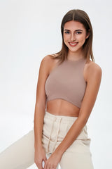 Crop Top Lana Halter Corte Curvo