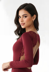 Body Fiorella Escote en Encaje Manga Larga