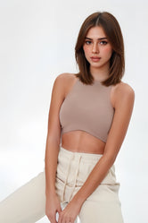 Crop Top Lana Halter Corte Curvo