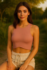 Crop Top Lana Halter Corte Curvo
