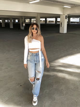 Crop Top Mara Manga Y Tirante Cintura