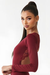 Body Fiorella Escote en Encaje Manga Larga