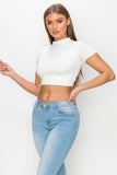 CROP TOP MACA CUELLO MANGA CORTA